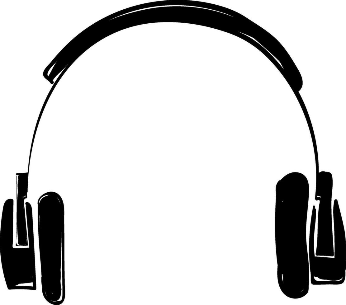 A black earphone, vector or color illustration.
