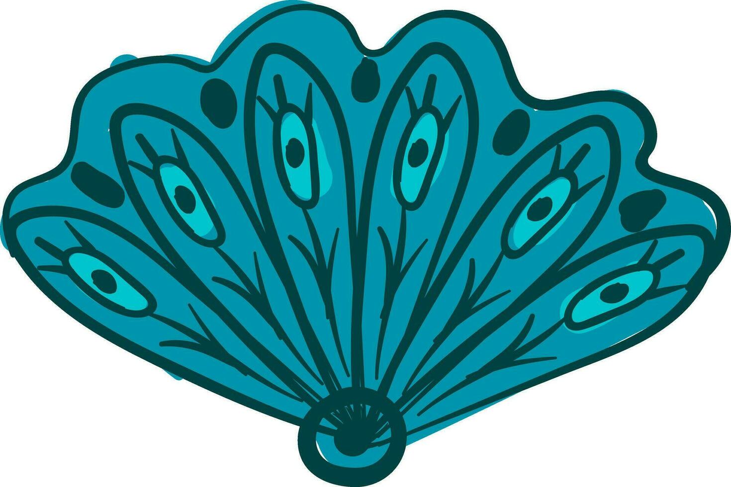 A blue hand fan, vector or color illustration.