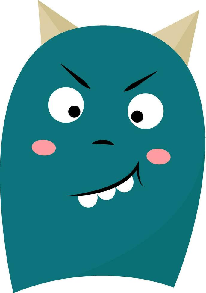 Blue monster, vector or color illustration.