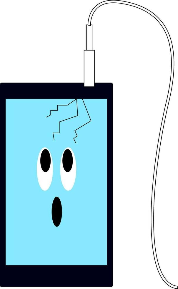 Broken phone, vector or color illustration.