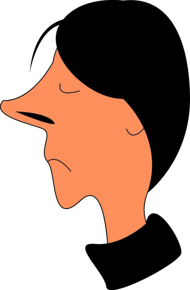 Boy in black, vector or color illustration.