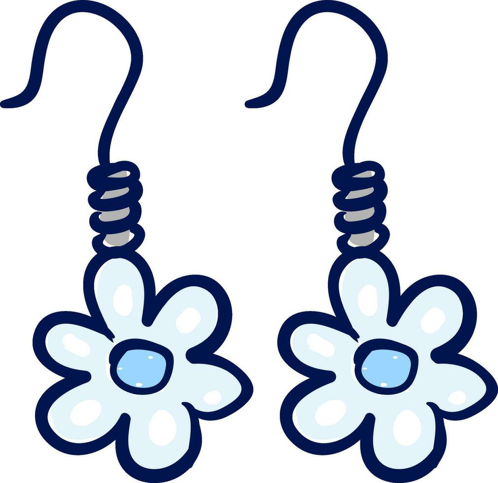 Flowers 2 earrings, vector or color illustration.