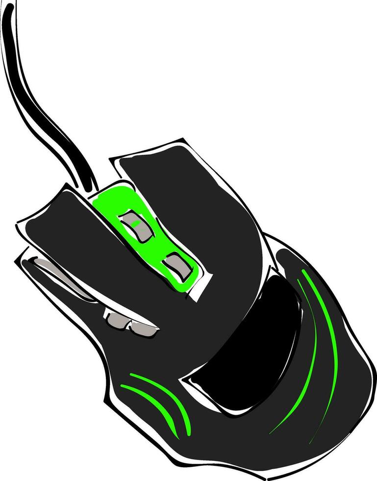 Gaming mouse for laptop, vector or color illustration.