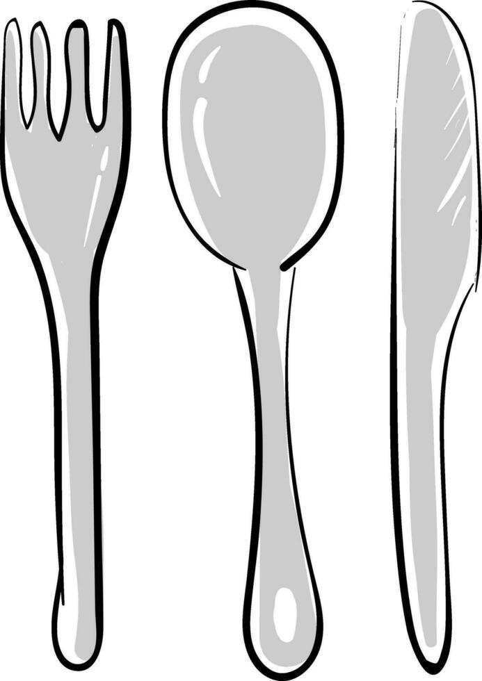 tenedor cuchillo cuchara, vector o color ilustración.