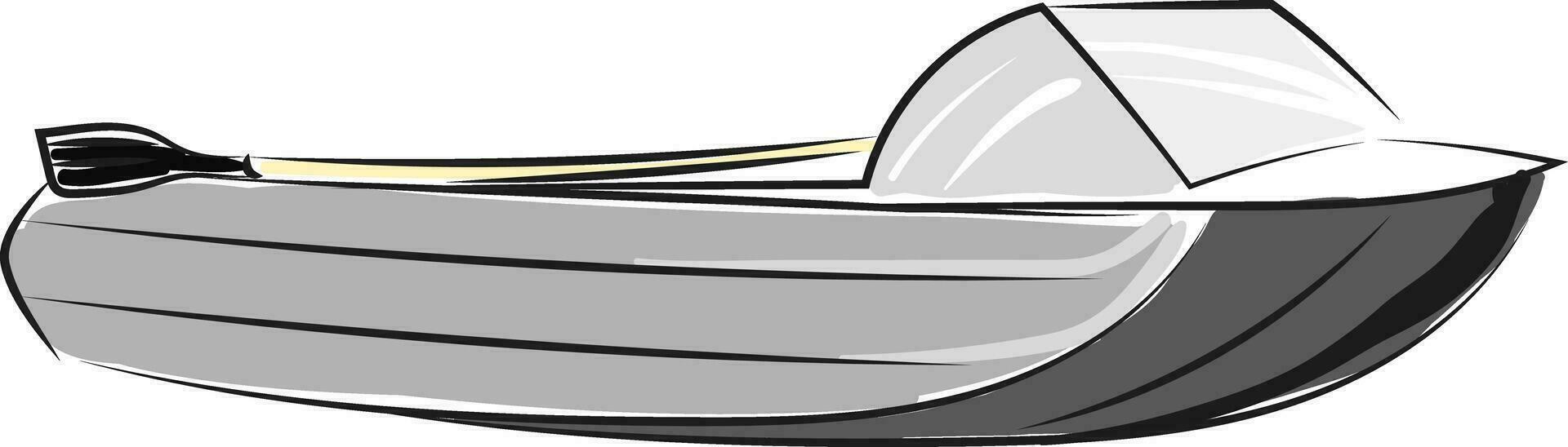 Gray speed boat, vector or color illustration.