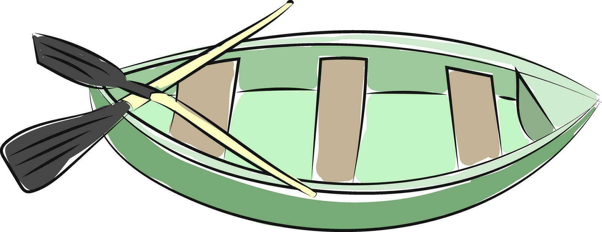A green boat, vector or color illustration.