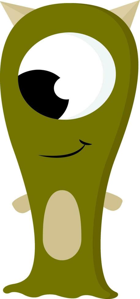 Green long monster, vector or color illustration.