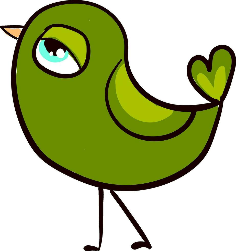 un verde pájaro, vector o color ilustración.