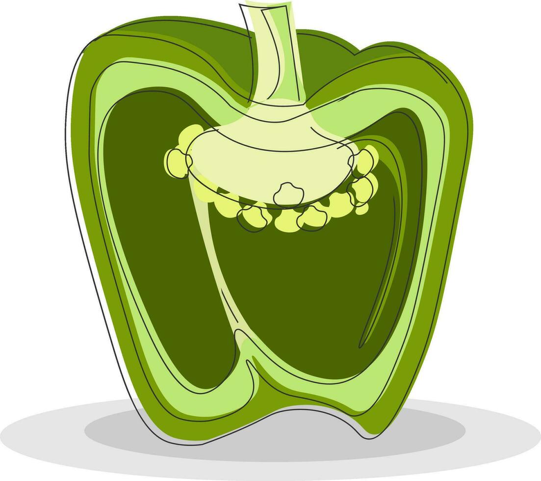 reducido a la mitad verde pimienta, vector o color ilustración.