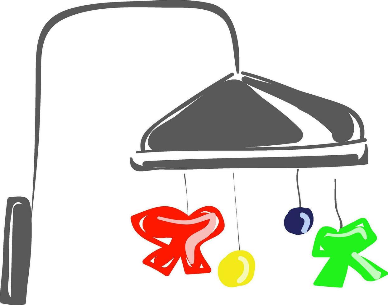 Hanging toy for baby crib, vector or color illustration.