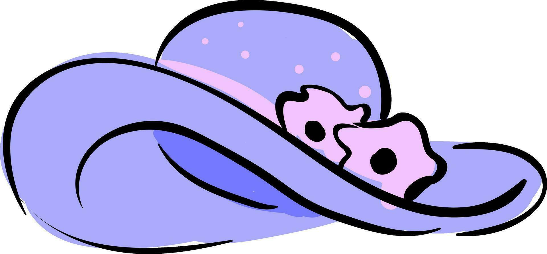 Hat and pink flower, vector or color illustration.