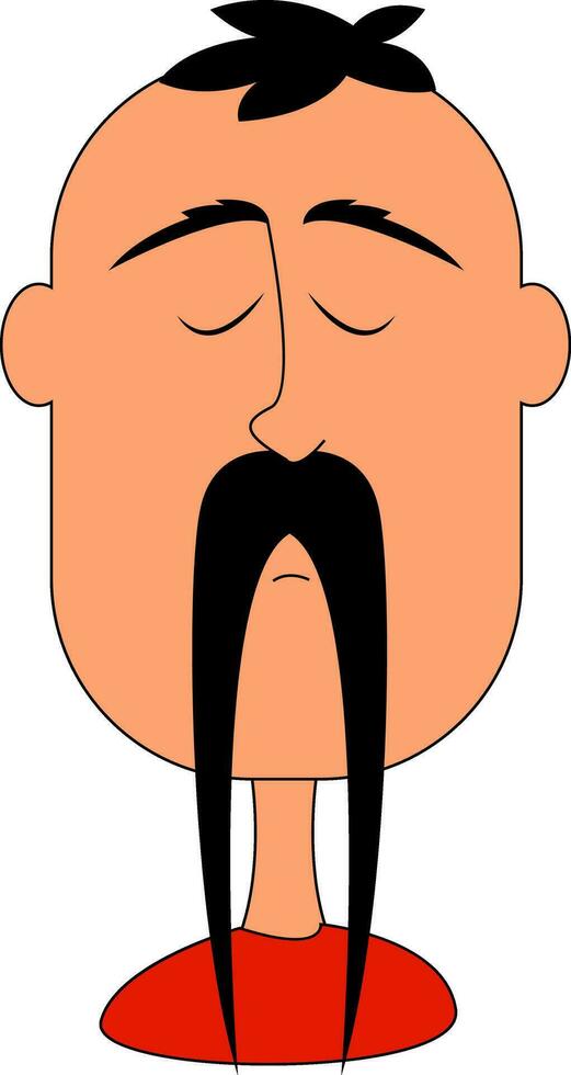 Long mustache, vector or color illustration.