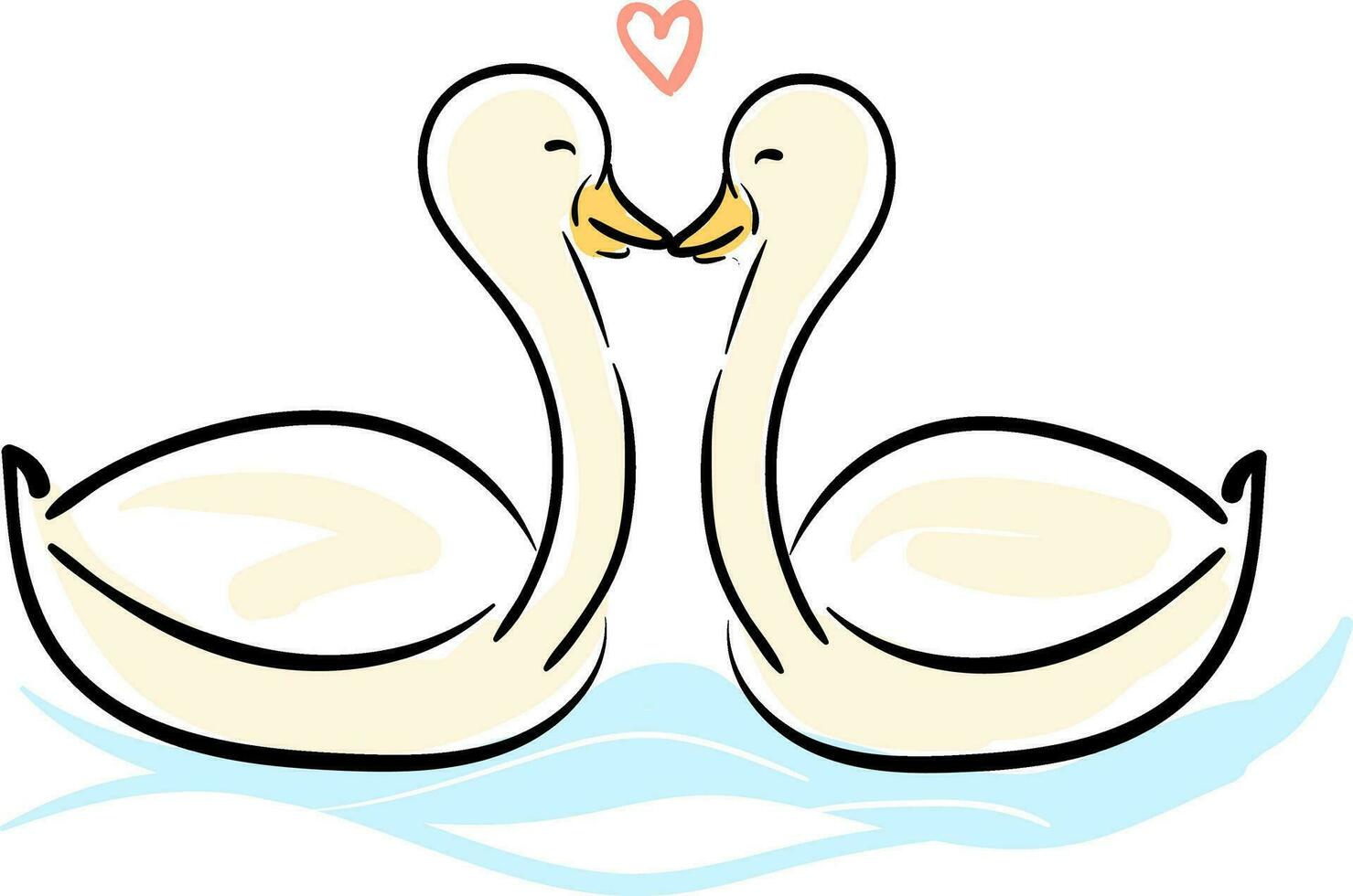 Love swans, vector or color illustration.