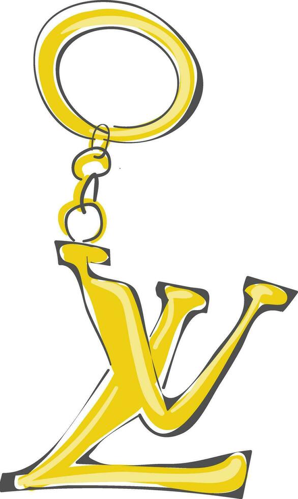 Louis Vuitton keychain, vector or color illustration.