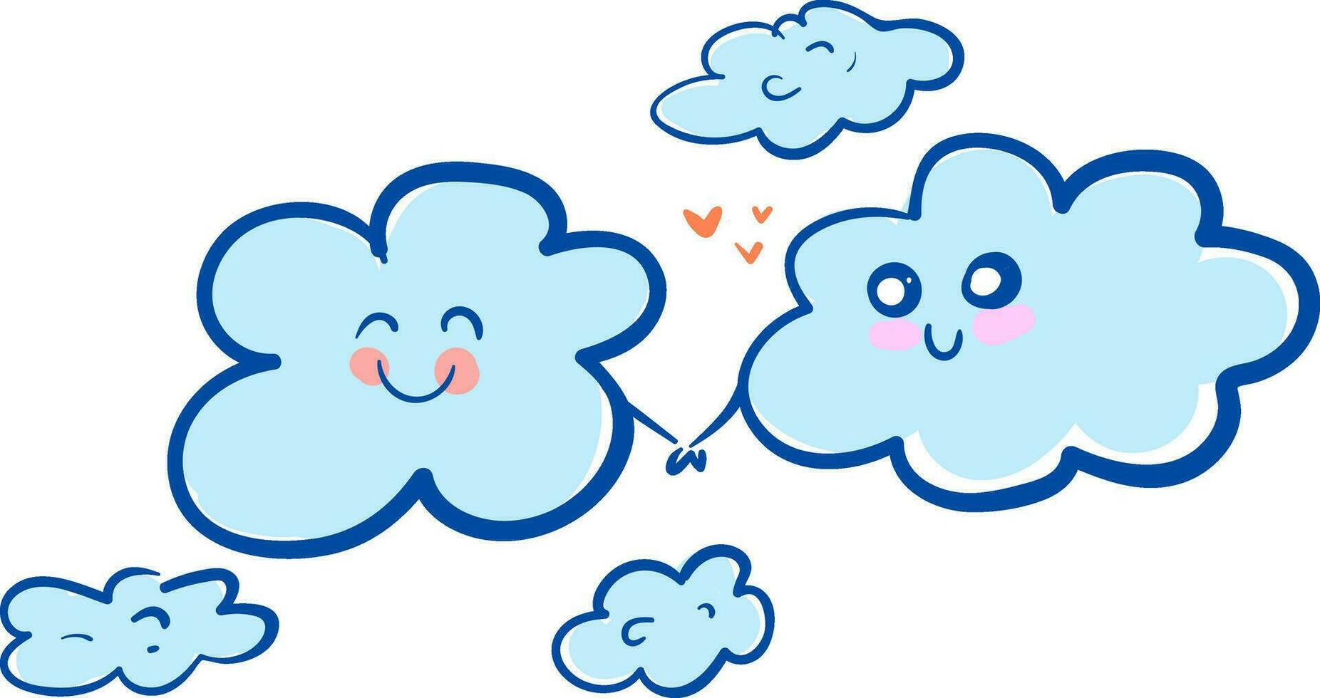 Love clouds, vector or color illustration.