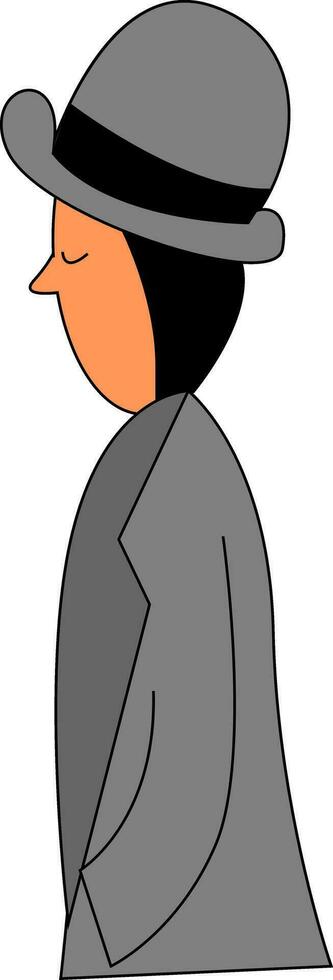 Man in coat, vector or color illustration.