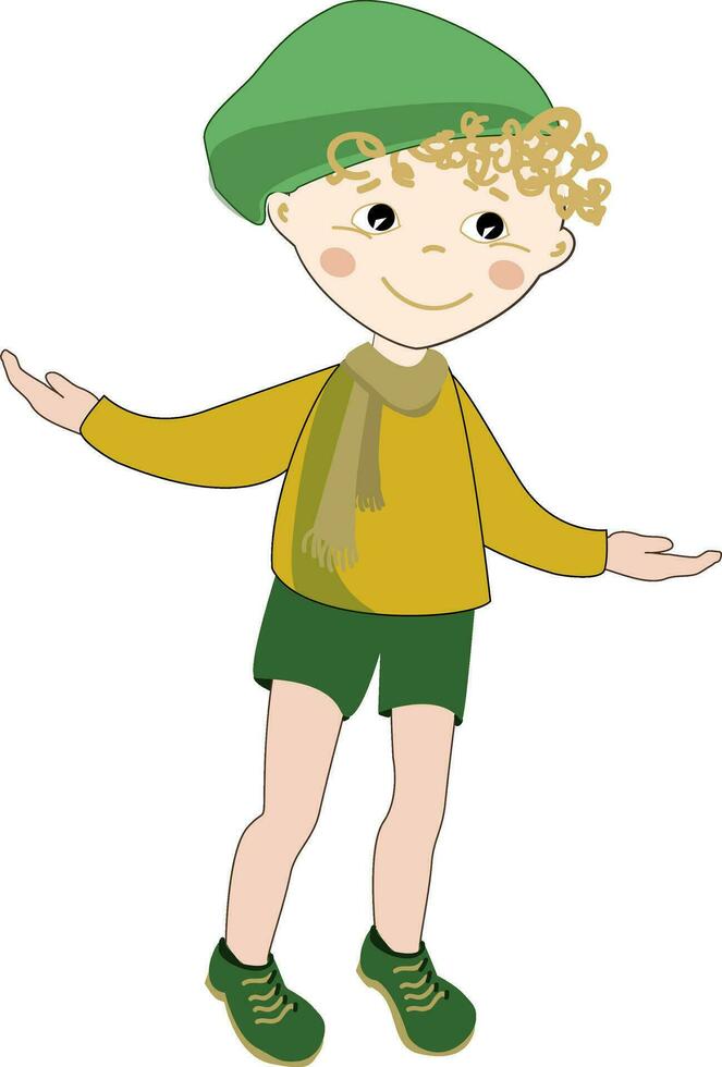 Male kid, vector or color illustration.