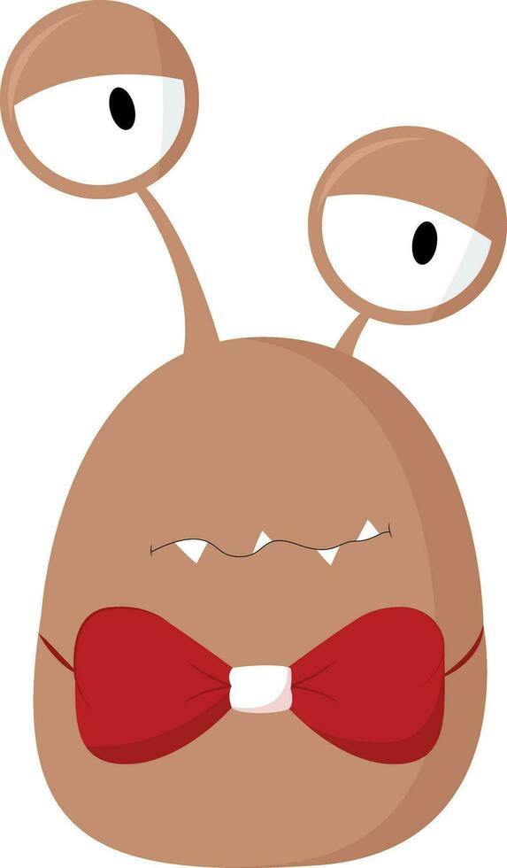 Monster with bow, vector or color illustration.