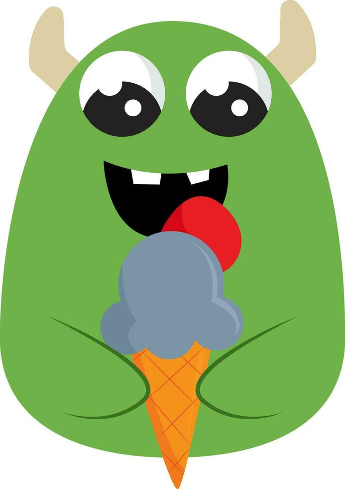 monstruo con hielo crema, vector o color ilustración.