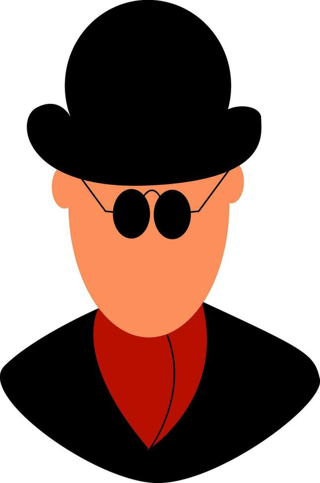 Man with red scarf, vector or color illustration.