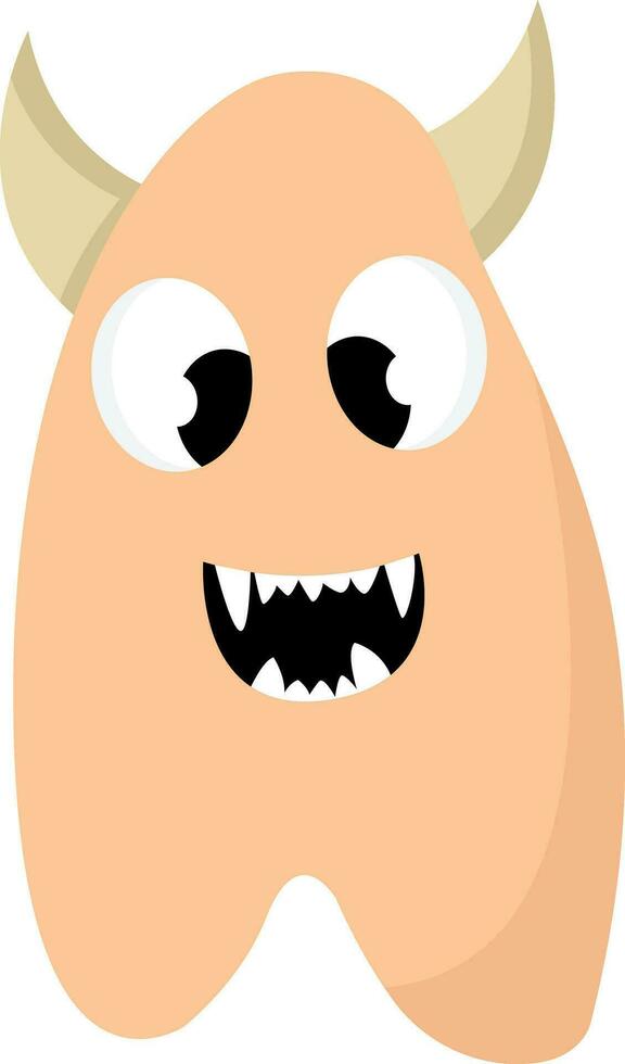 Monster with horns, vector or color illustration.