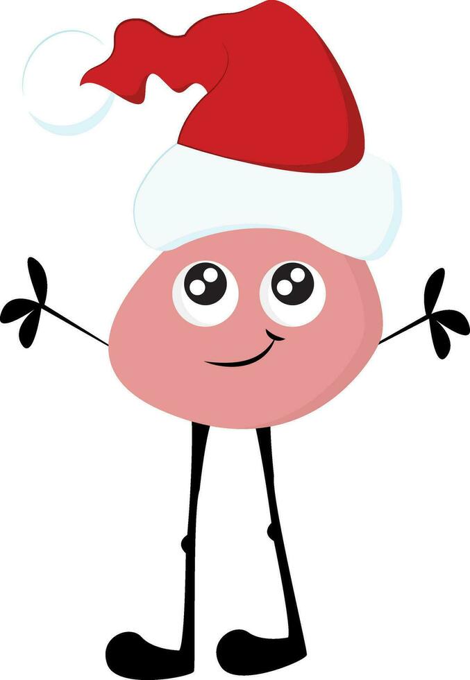 Monster with Santa's hat, vector or color illustration.