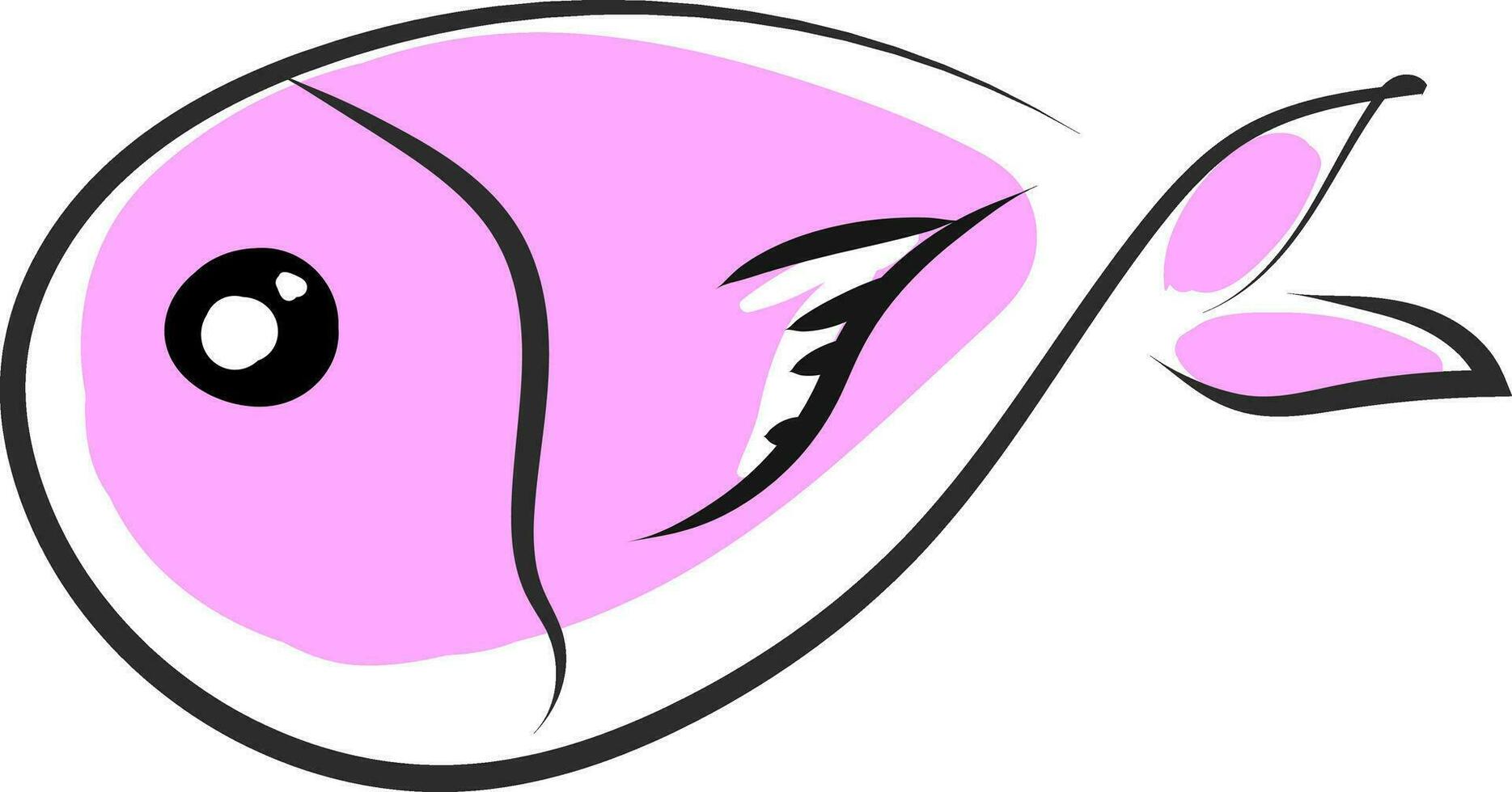 Pink fish, vector or color illustration.