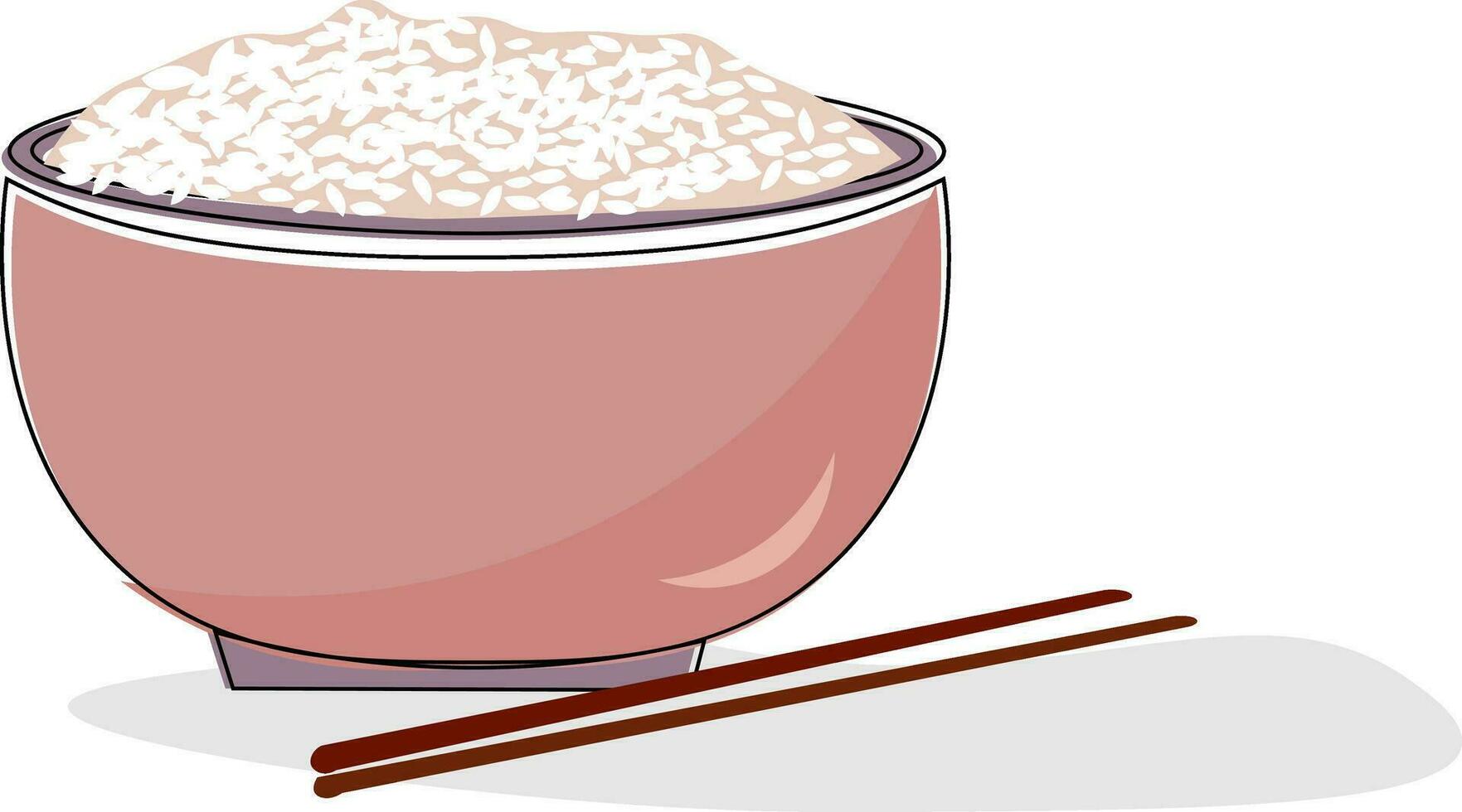 Plate with rice, vector or color illustration.