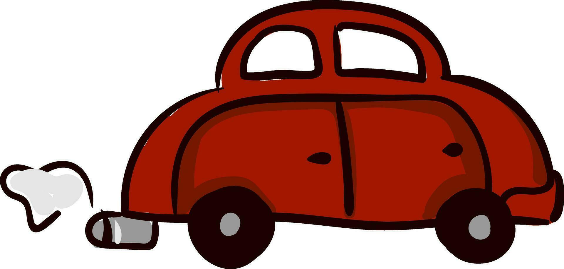 Red car, vector or color illustration.