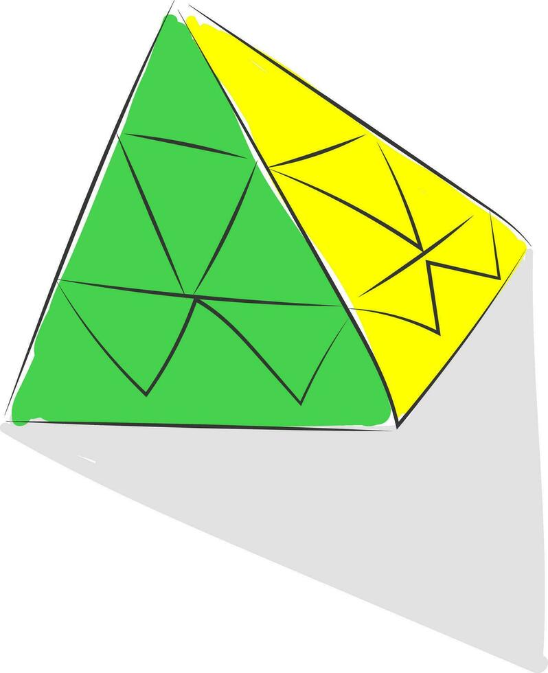 Rubik cube pyramid, vector or color illustration.