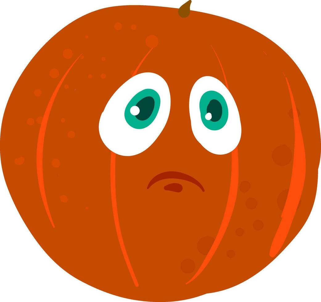 Sad grapefruit, vector or color illustration.