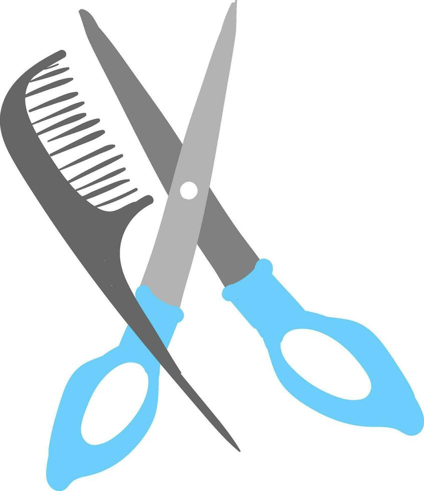 Scissor and comb, vector or color illustration.