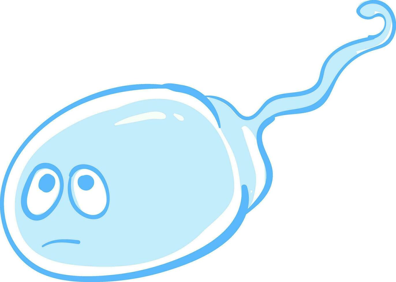 Sad sperm, vector or color illustration.