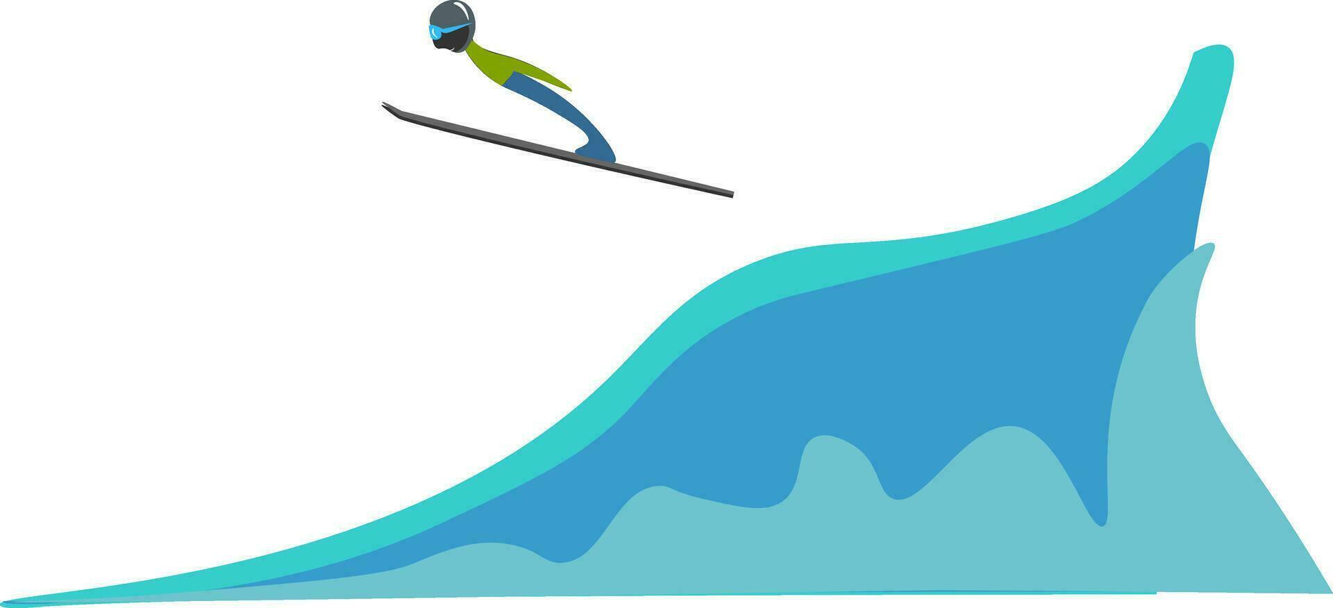Ski jumping, vector or color illustration.