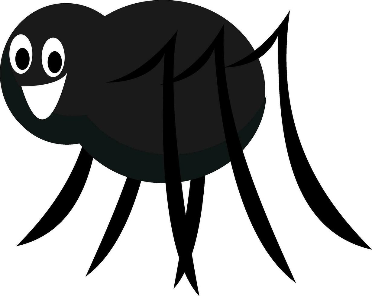 A funny black cartoon spider, vector or color illustration.