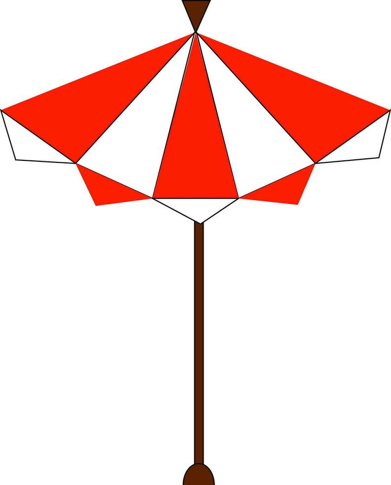 Clipart of an appealing red striped solar umbrella, vector or color illustration.