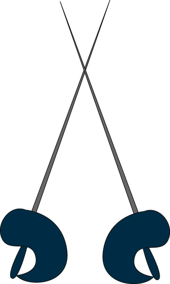 Silhouette of crossed swords pointing up, vector or color illustration.