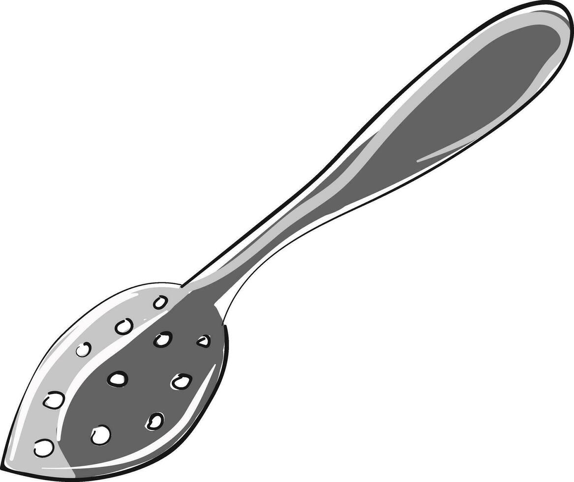 Drawing of a mote teaspoon, vector or color illustration.