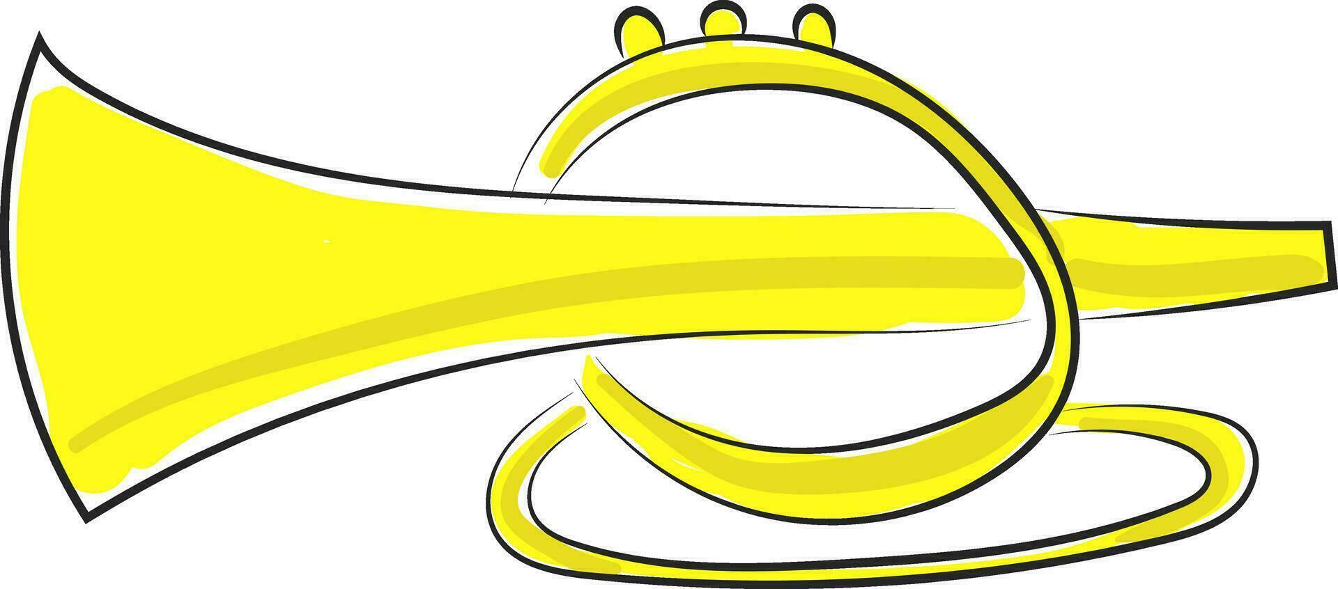 un amarillo trompeta conjunto aislado en blanco antecedentes visto desde el lado, vector o color ilustración.