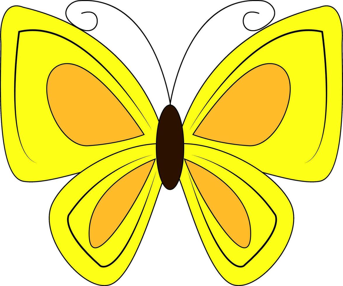 Clipart of a yellow-colored butterfly, vector or color illustration.