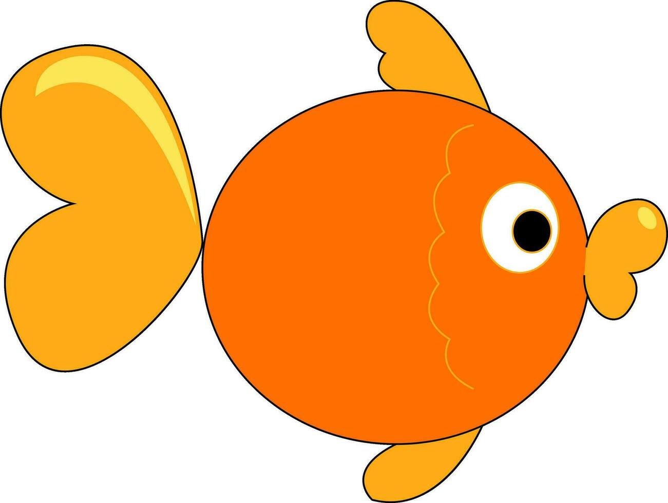 Painting of an orange fish, vector or color illustration.