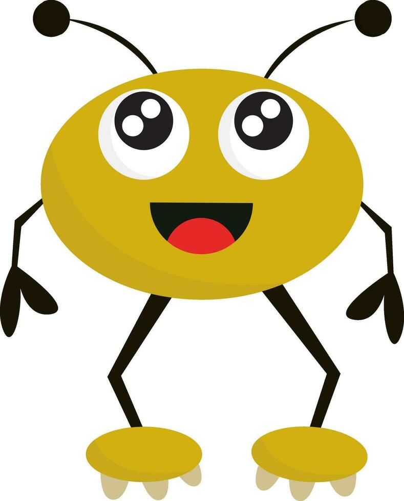 Clipart of a happy yellow monster, vector or color illustration.