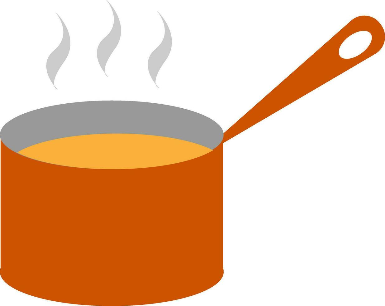 Clipart of steaming soup from a giant red saucepan vector or color illustration