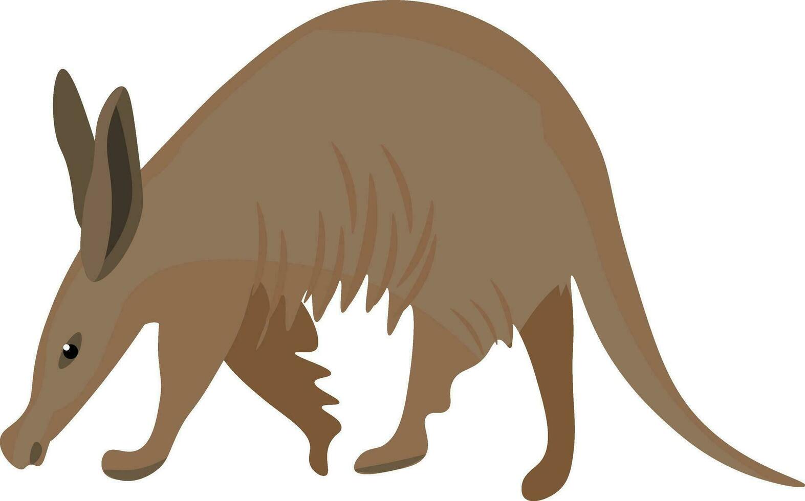 Painting of the brown aardvark isolated on white background viewed from the side vector or color illustration