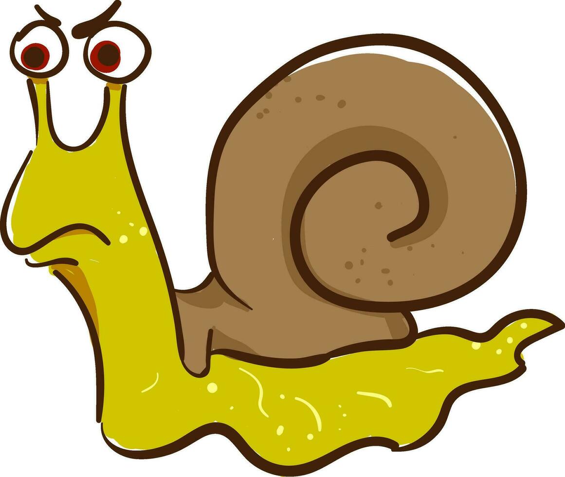 Painting of an angry snail vector or color illustration