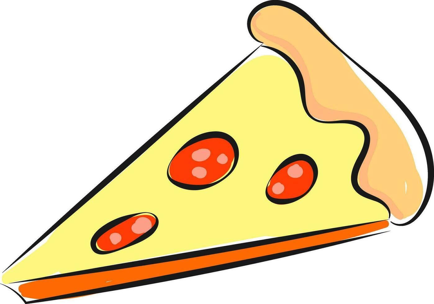 A triangular slice of pepperoni and mushroom pizza vector or color illustration