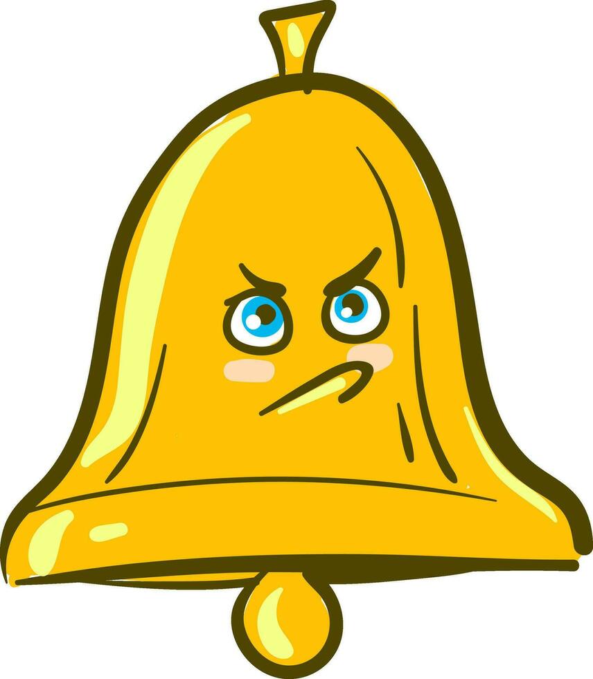 Painting of an angry golden bell vector or color illustration