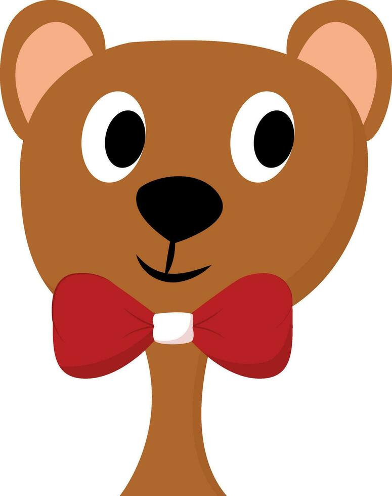 Clipart of a cute teddy bear wearing a red bow-like ribbon vector or color illustration