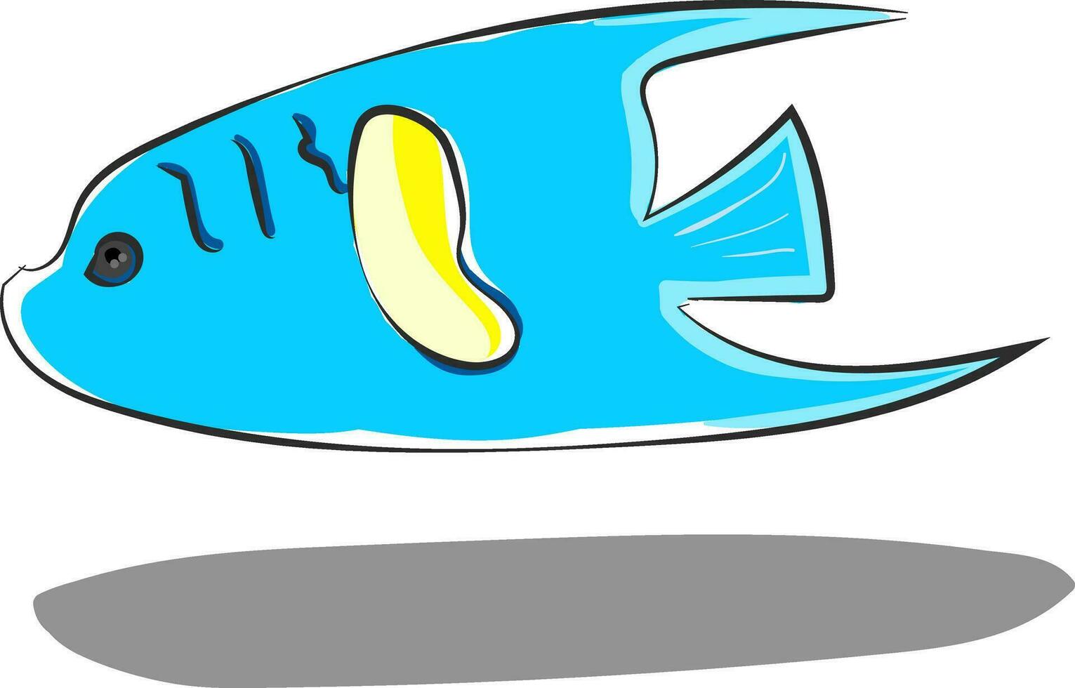 Drawing of a blue fish over white background vector or color illustration