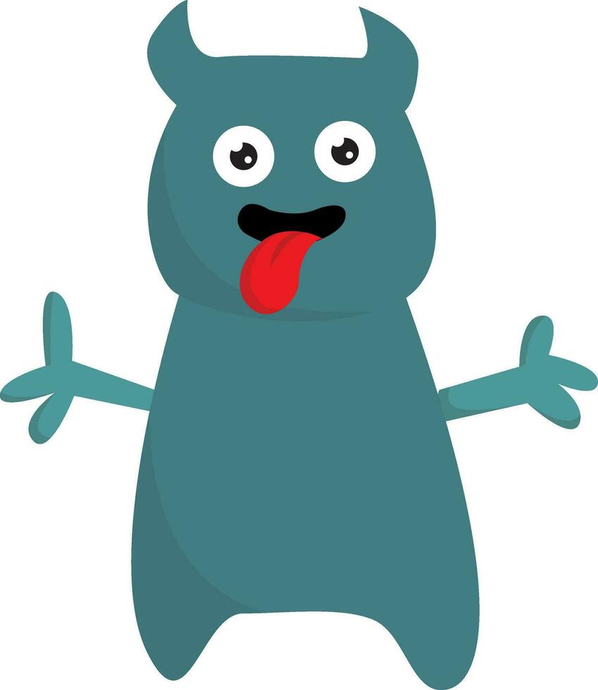 Cartoon funny monster with tongue hanging out vector or color illustration
